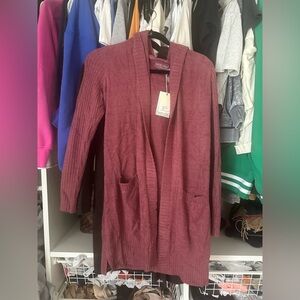 Barefoot dreams cozychic relaxed hoodie cardigan *berry color